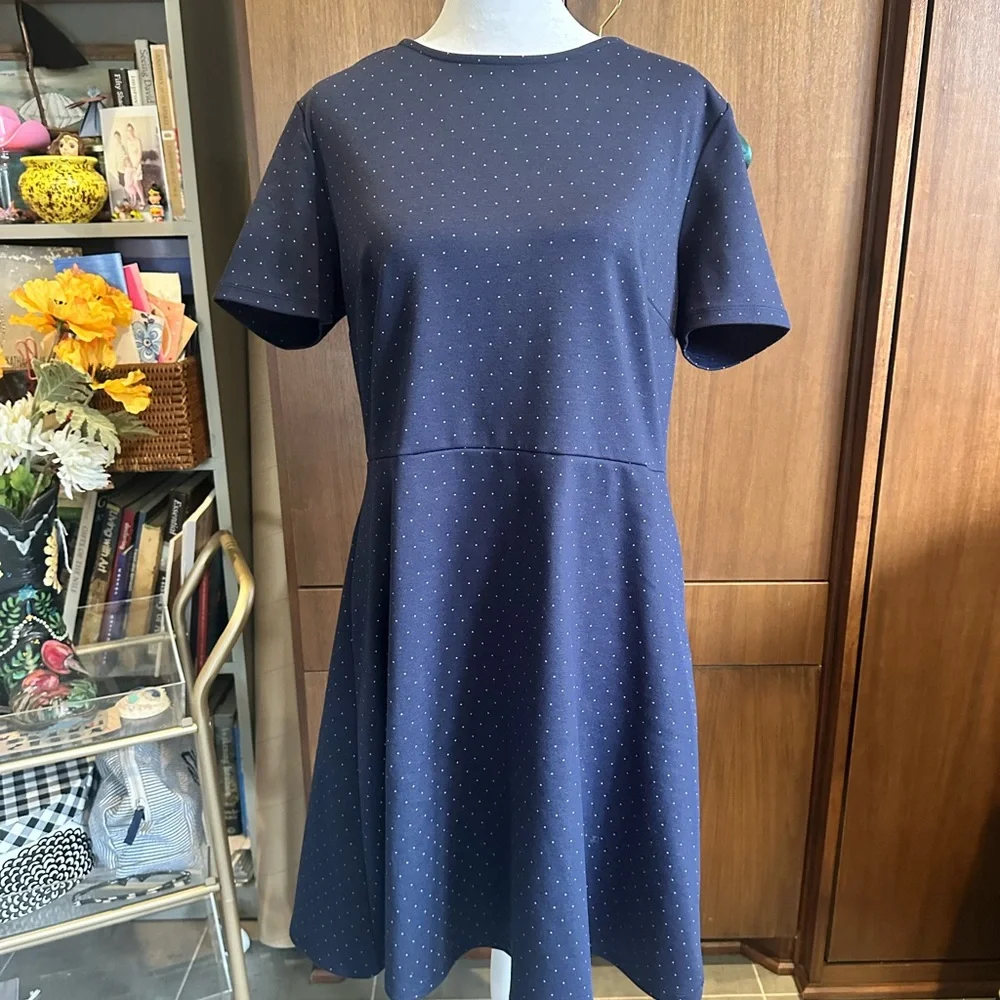 GAP Navy Blue Polka Dot Fit & Flare Dress Size 14